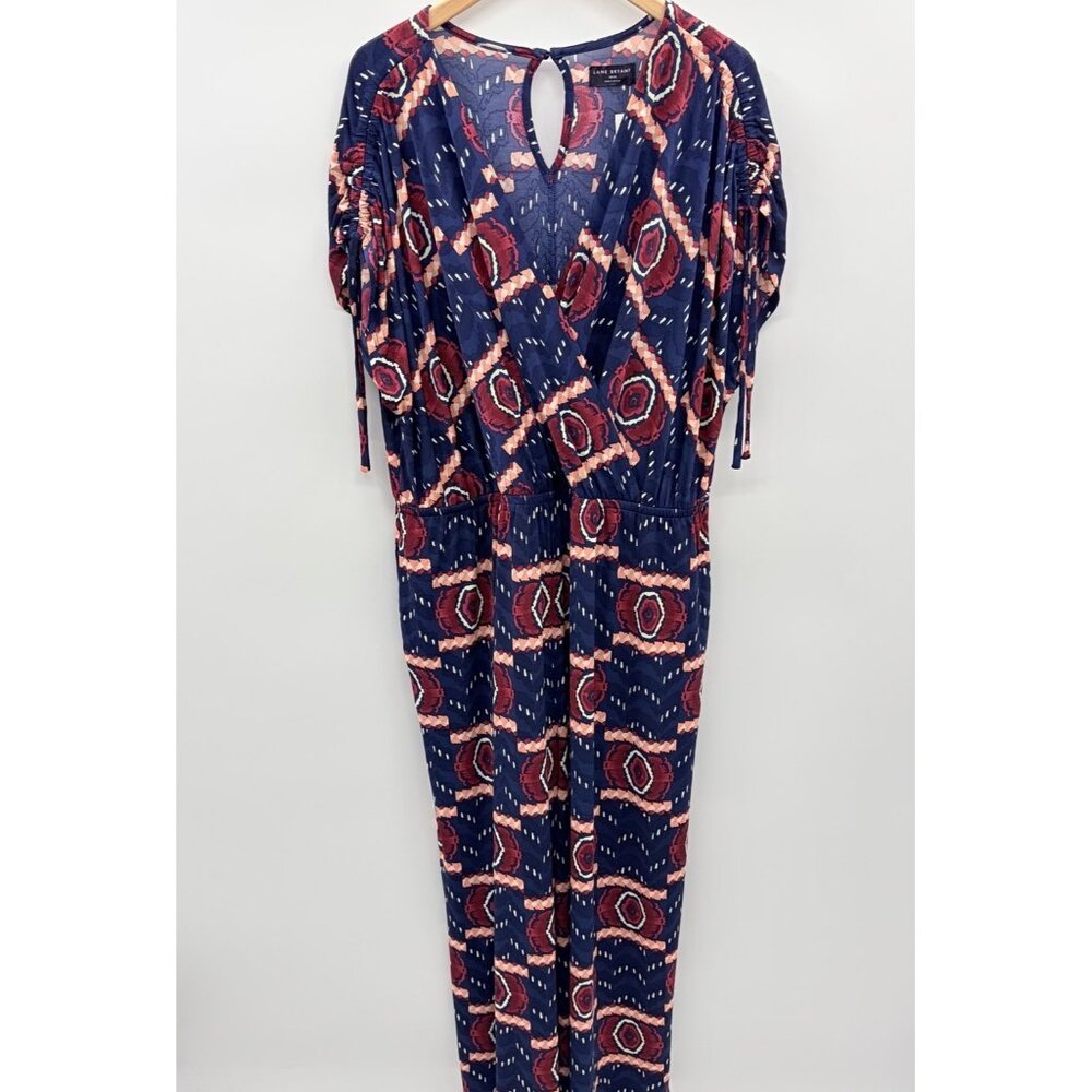 Lane Bryant Womens Plus Size 18/20 Floral‎ Print Cinch Sleeve Wide Leg Jumpsuit